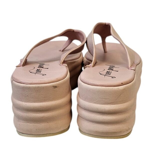 Free People Womens Leather Platform Sandals, Thongs, Flipflops, Pink, 40/9 - Picture 7 of 8